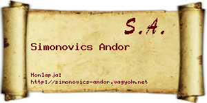 Simonovics Andor névjegykártya